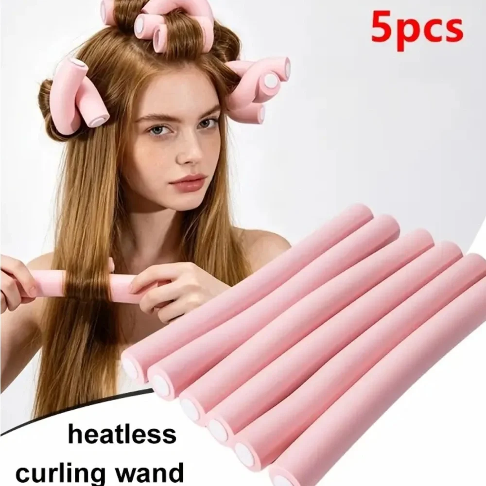 Soft Pink Foam Hair Rollers - Set of Styling Curlers